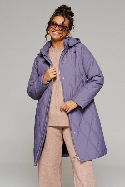 Пальто стёганое демисезонное на каждый день фиолетовое Beautiful&Free 6231 фиолет - фото 3