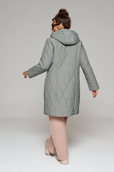 Пальто стёганое демисезонное на каждый день зелёное Beautiful&Free 6231 хаки - фото 4