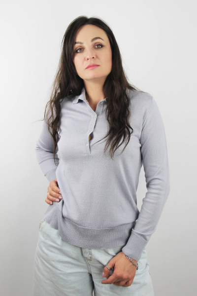 Демисезонный трикотажный джемпер с отложным воротником Полесье С1673-23 4С0673-Д43 158,164 сиренево-серый - фото 1