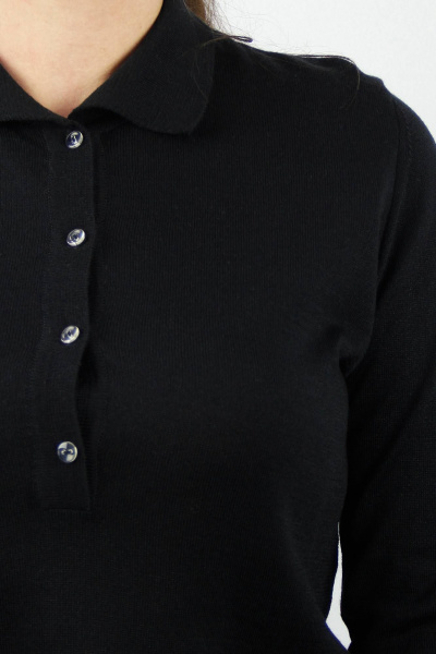 Демисезонный трикотажный джемпер с разрезом у горловины Полесье С1673-23 4С0673-Д43 158,164 черный_антрацит - фото 3