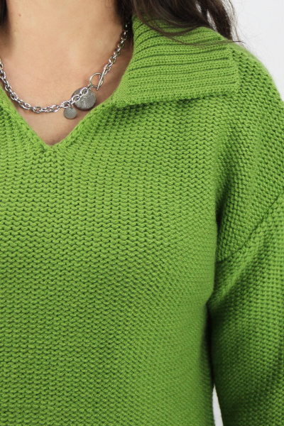 Демисезонный трикотажный джемпер с разрезом и воротником Полесье С1853-24 4С0746-Д43 170,176 васаби - фото 3