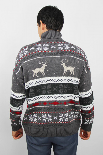 Свитер прямого кроя из трикотажа с круглым вырезом Полесье С3165-24 4С0748-Д43 170,176 графитовый - фото 3