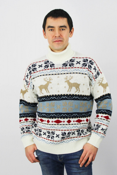 Белый свитер реглан из трикотажа с длинным рукавом Полесье С3165-24 4С0748-Д43 182,188 снежок - фото 1