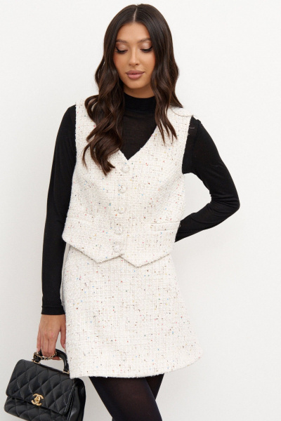 Жилет из букле с пайетками и прорезными карманами ANNETE A5387 - фото 6