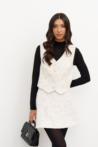 Жилет из букле с пайетками и прорезными карманами ANNETE A5387 - фото 5