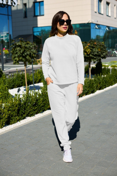 Флис-комплект джемпер и брюки с резинкой и карманами Anastasia 942.1 белый - фото 1