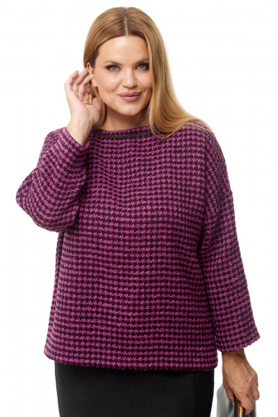 Стильный комплект блузка и юбка из текстиля Anastasia 1042.1 маджента/черный - фото 7