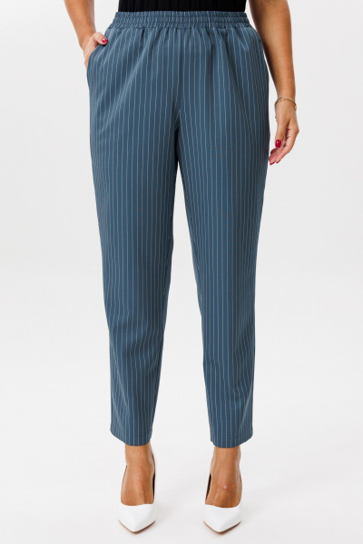 Деловой костюм из полосчатого текстиля жакет и брюки Mubliz 200 морская_волна - фото 16