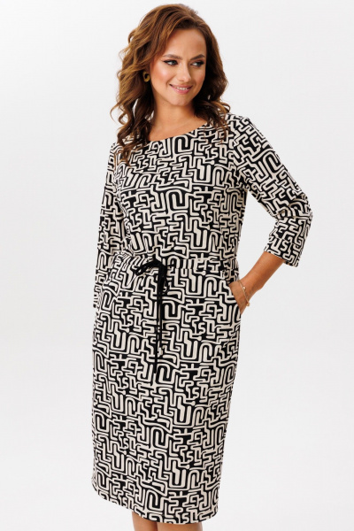 Платье из трикотажа с принтом зебра и кулисой на талии Mubliz 211 геометрия - фото 13