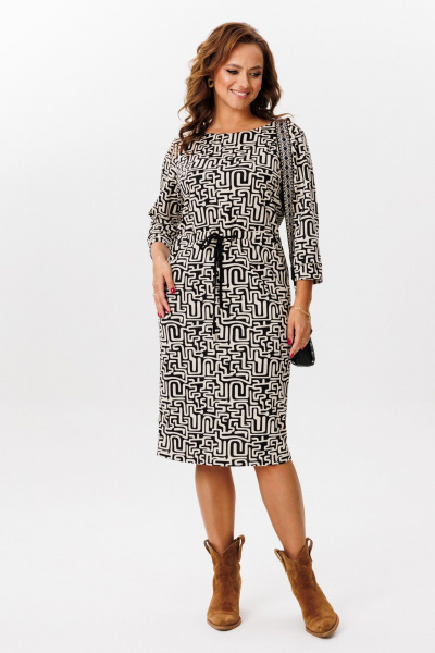 Платье из трикотажа с принтом зебра и кулисой на талии Mubliz 211 геометрия - фото 8