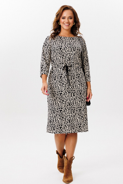 Платье из трикотажа с принтом зебра и кулисой на талии Mubliz 211 геометрия - фото 2