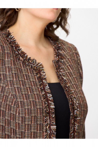 Базовый жакет без воротника в стиле накидки из текстиля Zlata 4126 - фото 5