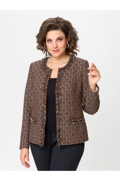 Базовый жакет без воротника в стиле накидки из текстиля Zlata 4126 - фото 1