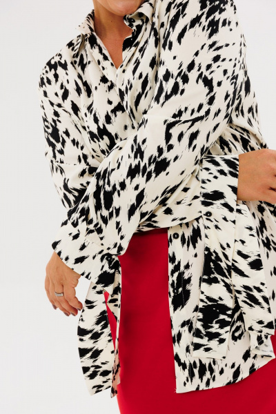 Рубашка из вискозы с принтом «березка» и классическим воротником GRATTO 4470 - фото 1