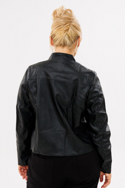 Куртка из экокожи на молнии и кнопке для демисезона GRATTO 7113 черный - фото 5