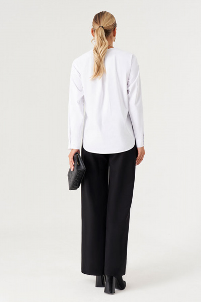 Белая хлопковая свободная блуза с длинным рукавом Панда 173140w белый - фото 5