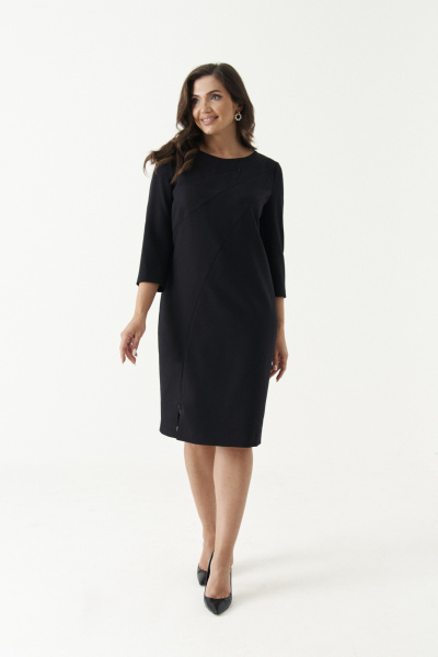 Черное платье из поливискозы с декоративными молниями Панда 189384w черный - фото 2