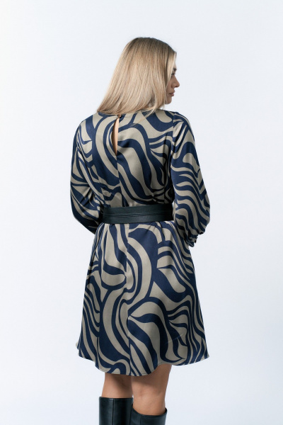 Серое и синее платье А-силуэта с подкладкой и пуговицами Verita 2327 - фото 8