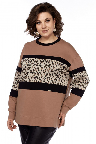 Мультиколорованный свободный джемпер с разрезами и вставками Jurimex 3219 - фото 1