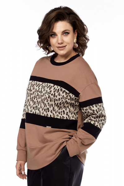 Мультиколорованный свободный джемпер с разрезами и вставками Jurimex 3219 - фото 3