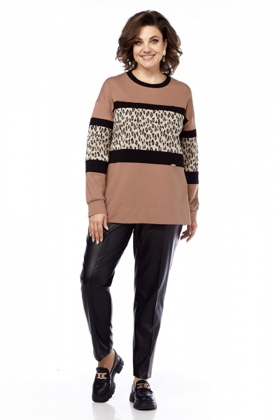 Мультиколорованный свободный джемпер с разрезами и вставками Jurimex 3219 - фото 2