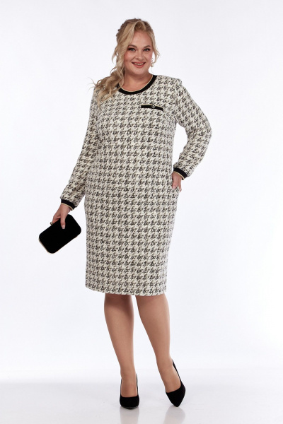 Мультиколорованное платье полуприлегающего силуэта из трикотажа Jurimex 3208 - фото 1