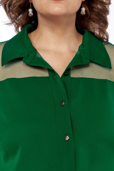 Зеленое расклешенное платье с поясом на резинке и прозрачным верхом Диомант 2012 зеленый - фото 7