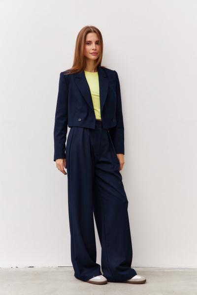 Жакет из текстиля в деловом стиле, комплект темно-синий Luitui R3006 темно-синий - фото 3