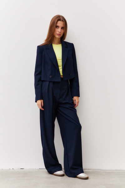 Жакет из текстиля в деловом стиле, комплект темно-синий Luitui R3006 темно-синий - фото 2