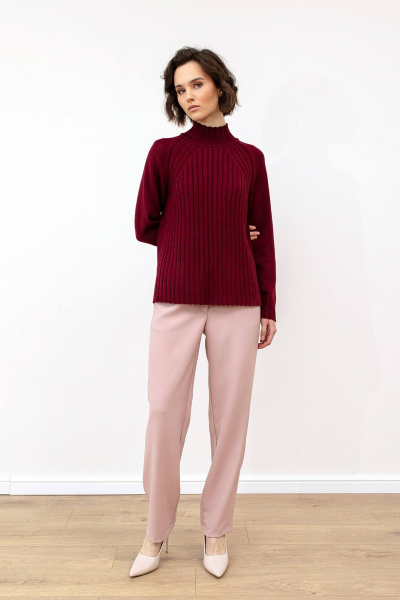 Джемпер из мягкой шерсти на каждый день для повседневного стиля Romgil РВ0094-ШЕ5 бордовый - фото 6