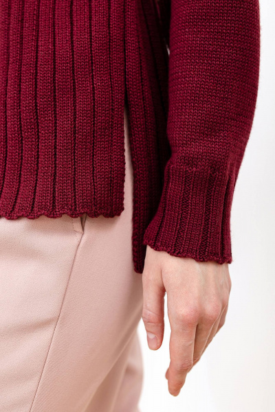 Джемпер из мягкой шерсти на каждый день для повседневного стиля Romgil РВ0094-ШЕ5 бордовый - фото 4