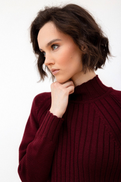 Джемпер из мягкой шерсти на каждый день для повседневного стиля Romgil РВ0094-ШЕ5 бордовый - фото 3