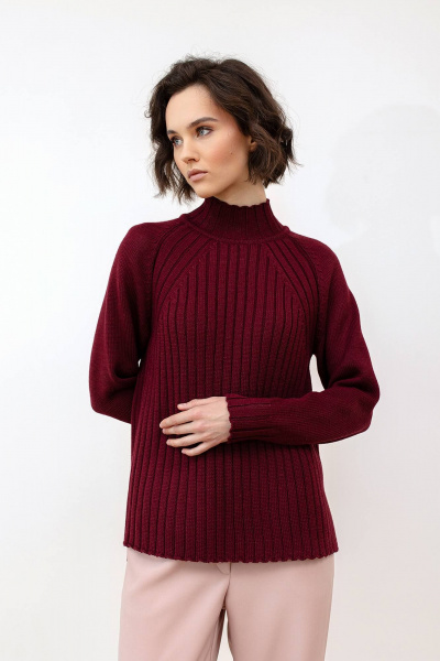 Джемпер из мягкой шерсти на каждый день для повседневного стиля Romgil РВ0094-ШЕ5 бордовый - фото 1