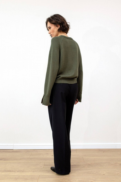 Джемпер из шерсти с комфортом для повседневного образа Romgil РВ0101-ШЕ5 оливковый - фото 6