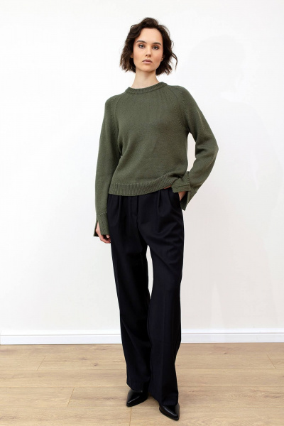 Джемпер из шерсти с комфортом для повседневного образа Romgil РВ0101-ШЕ5 оливковый - фото 5