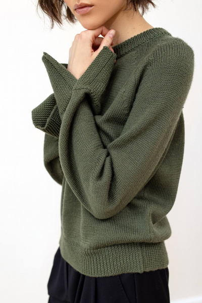 Джемпер из шерсти с комфортом для повседневного образа Romgil РВ0101-ШЕ5 оливковый - фото 3