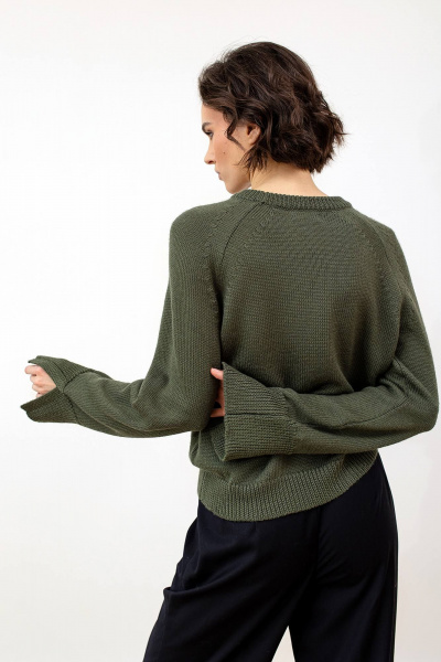Джемпер из шерсти с комфортом для повседневного образа Romgil РВ0101-ШЕ5 оливковый - фото 2