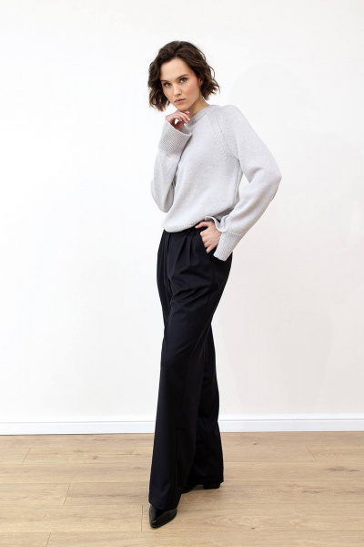 Джемпер шерстяной из трикотажа с горловиной-стойкой для стиля casual Romgil РВ0101-ШЕ5 светло-серый - фото 6