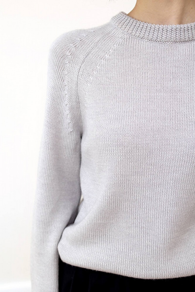 Джемпер шерстяной из трикотажа с горловиной-стойкой для стиля casual Romgil РВ0101-ШЕ5 светло-серый - фото 4