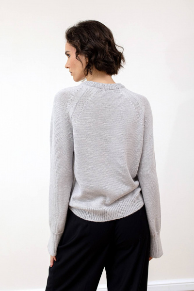 Джемпер шерстяной из трикотажа с горловиной-стойкой для стиля casual Romgil РВ0101-ШЕ5 светло-серый - фото 2