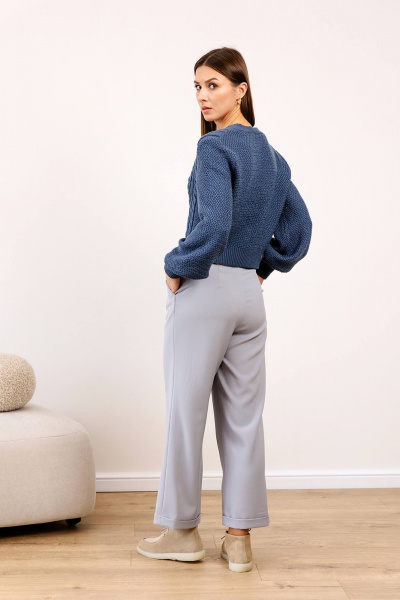 Кардиган короткий из мягкой пряжи для офисного и повседневного стиля Romgil РВ0104-ШЕ5 индиго - фото 2