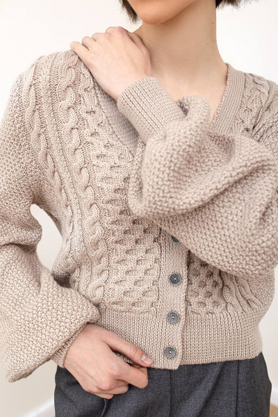 Кардиган из мягкой пряжи на пуговицах для Everyday образа Romgil РВ0104-ШЕ5 светло-бежевый - фото 3