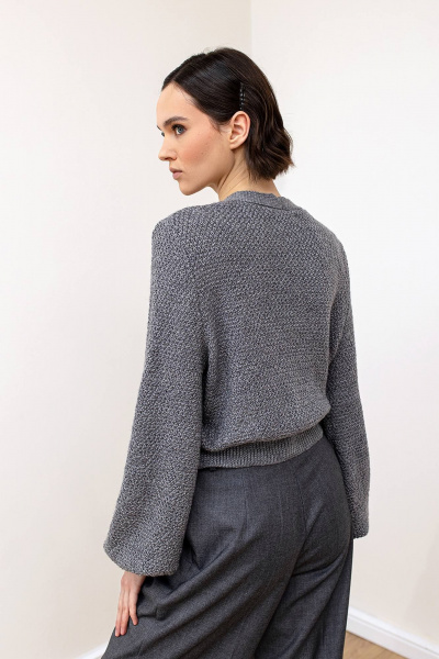 Классический кардиган на пуговицах из уютной пряжи для повседневности Romgil РВ0104-ШЕ5 серый - фото 2