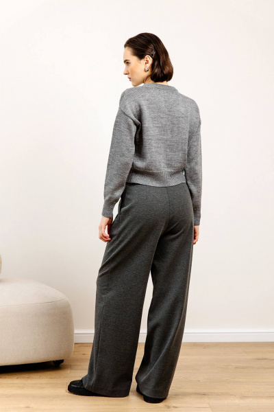 Джинсовый джемпер прямого силуэта из дышащей пряжи для casual Romgil РВ0107-ШЕ5 темно-серый - фото 7