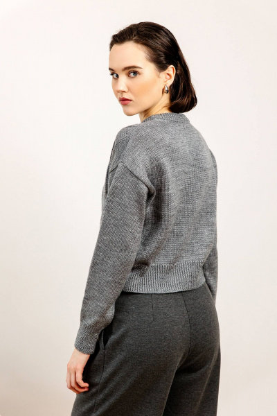 Джинсовый джемпер прямого силуэта из дышащей пряжи для casual Romgil РВ0107-ШЕ5 темно-серый - фото 6
