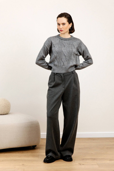 Джинсовый джемпер прямого силуэта из дышащей пряжи для casual Romgil РВ0107-ШЕ5 темно-серый - фото 5