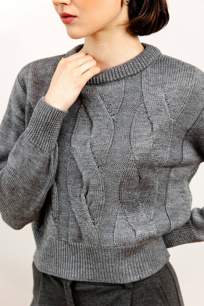 Джинсовый джемпер прямого силуэта из дышащей пряжи для casual Romgil РВ0107-ШЕ5 темно-серый - фото 3