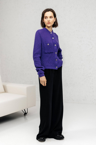 Джемпер из качественной пряжи с горловиной-стойкой для стильного look Romgil РВ0113-ШЕ5 глубокий фиолетовый - фото 5