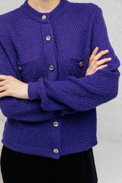 Джемпер из качественной пряжи с горловиной-стойкой для стильного look Romgil РВ0113-ШЕ5 глубокий фиолетовый - фото 3