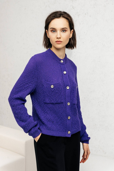 Джемпер из качественной пряжи с горловиной-стойкой для стильного look Romgil РВ0113-ШЕ5 глубокий фиолетовый - фото 1